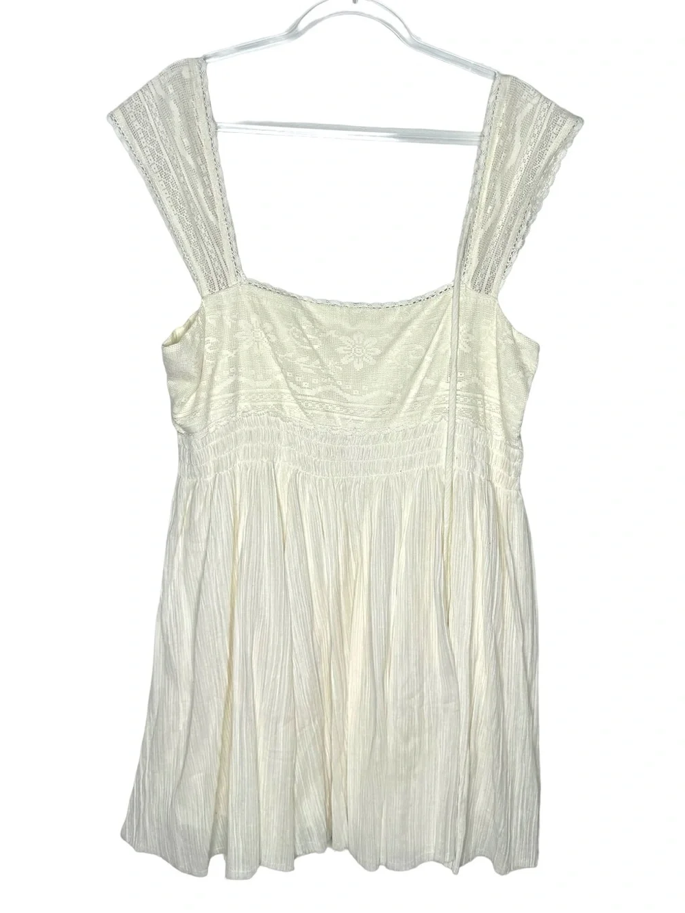 Free People | NWT Heartland Embroidered Bodice Mini Dress in Ivory XL